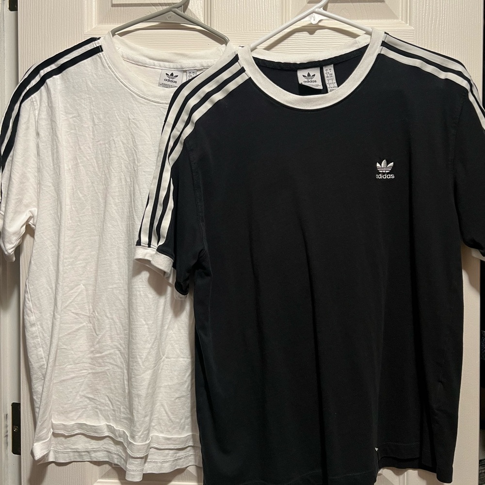 Adidas Men's Black and White Short Sleeve Tees